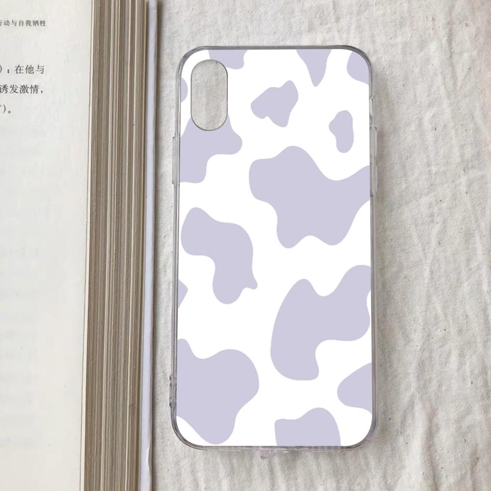 Cow Pattern Phone Case For iPhone 15 13 14 Pro Max XS XR 12 11 Pro 13 Mini 6 7 8 Plus Clear Back Cover Capa