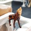Wood Grain Howling Wolf Resin Lifelike Animal Sculpture for Home, Bedroom, Living Room, Study, and Office Desk Decoration