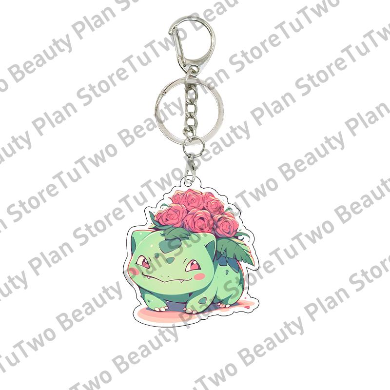 Anime Bulbasaur Squirtle Charmander Cartoon Key Chain Couple Girls Boys Acrylic Backpack Pendant Charm Family Gifts Jewelry Toys