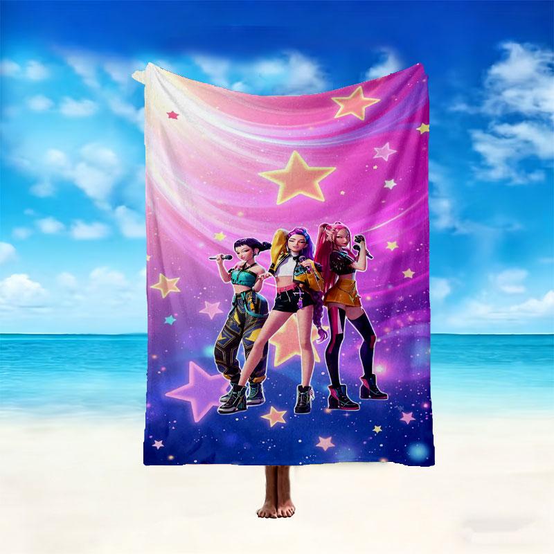1pc Kpop Demon Hunters Blanket, Super Cozy Printed Home Blanket, All-Season Warmth
