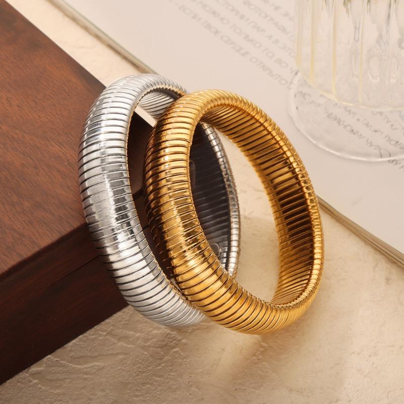 Goose throat elastic bracelet women's french titanium steel gold-plated glossy wide version bracelet