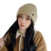 New Korean Version Autumn and Winter Hat for Women Cute Bear Knitted Wool Hat Solid Color Versatile Winter Windproof and Warm Hat Trend