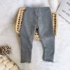 Girls' Fall/Winter Fleece-Lined Outerwear Pants Stylish Heart-Patterned Slim-Fit Fleece Leggings Children's Clothing