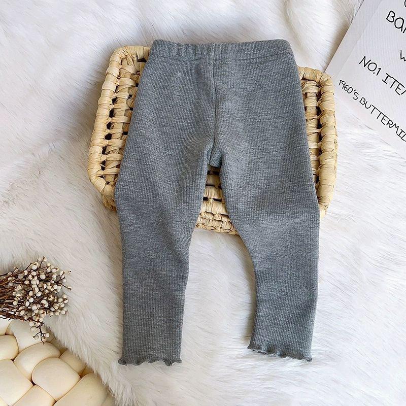Girls' Fall/Winter Fleece-Lined Outerwear Pants Stylish Heart-Patterned Slim-Fit Fleece Leggings Children's Clothing