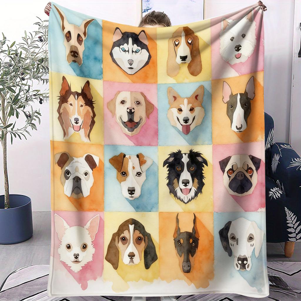Hot Dog Cute Pet Printed Pattern Blanket Small Cover Blanket Soft And Suitable For All Seasons  Dormitories Bedrooms Sofas Nap
