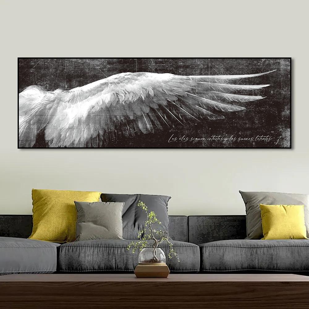 Ailes d'ange blanches décoratives nordiques Peinture sur toile Art mural vintage Image d'aile Affiche et Impression pour la décoration du salon et de la chambre à coucher