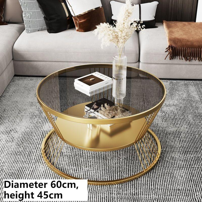 Tempered Glass Coffee Table Round Living Room Center Tables Modern Luxury Storage Coffee Tables Minimalist End Table Furniture