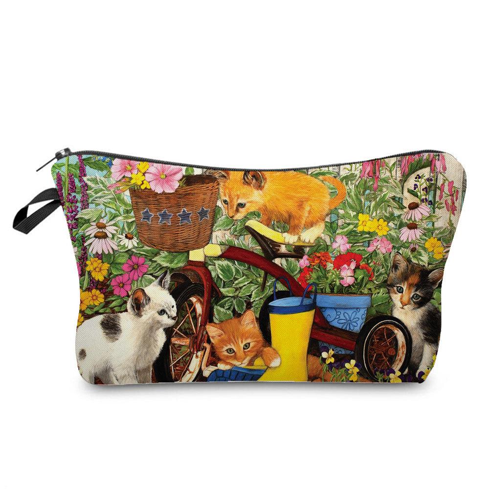 Women Cat Print Cosmetic Bag Toiletries Organize Travel Storage Case  6429