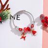 Christmas Themed Stainless Steel Bracelet For Girls With Snowflake Reindeer Crystal Beads And Tree Charm Gift