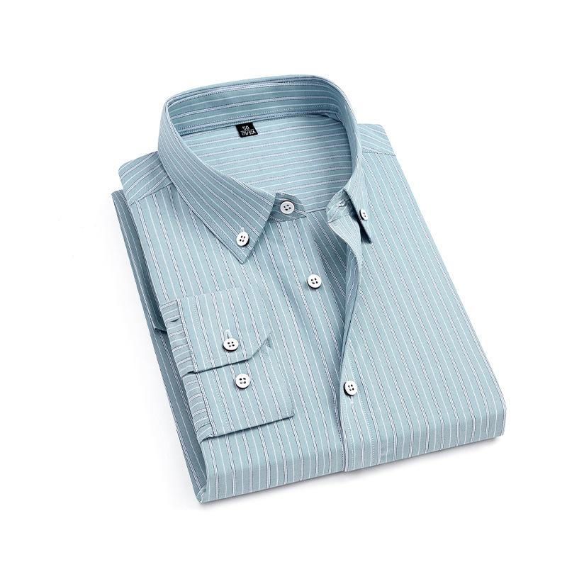 Autumn New Cotton Long-sleeved Shirt Men's Slim Simple Work Shirt Men's Striped Trendy Business Inch Shirt