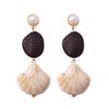 Vintage Black Gold Relief Frog Shell Plant Earrings Earrings French Luxury Elegant Personality Versatile Women's Models
