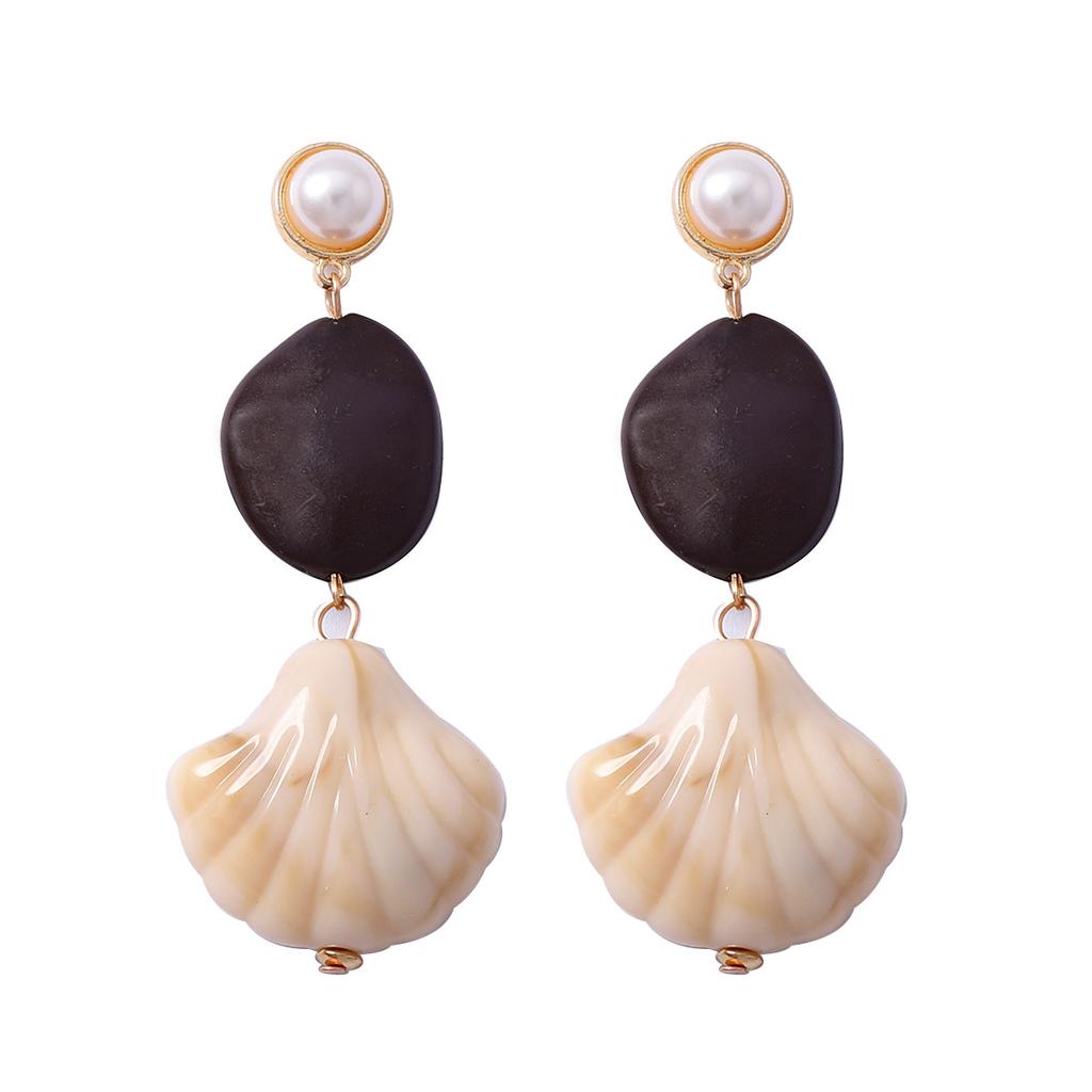 Vintage Black Gold Relief Frog Shell Plant Earrings Earrings French Luxury Elegant Personality Versatile Women's Models