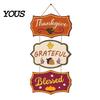 Retro Warm Brown Sign Wooden Door Sign, Farmhouse Autumn Hanging Decor with Turkey Acorns, And Acorn 3-Section Waterproof Porch Wall Prestrung