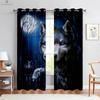 Wolf Under The Starry Sky 3d Printed Curtains For Children's Room, Bedroom, Living Room, Kitchen Curtains 2 Pieces Easy To Wash