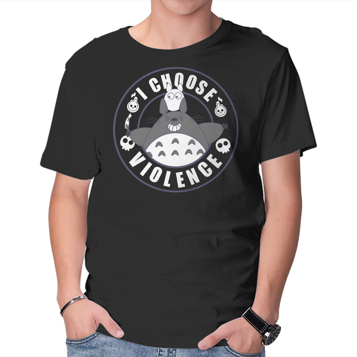Unisex Crew Neck T-Shirt My Spirit Chooses Violence Graphic Short Sleeve Casual Tee L