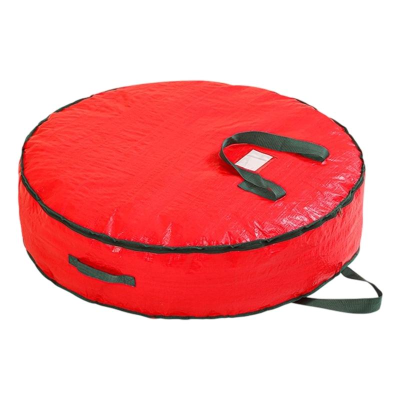 Reusable Christmas Wreath Organizers Round Waterproof Storage Bag With Handles Durable PE Materials For Seasonal Decoration Protections