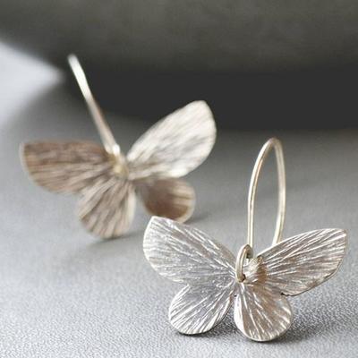 New Fashion Temperament Retro Exaggerated Silver Butterfly Earrings