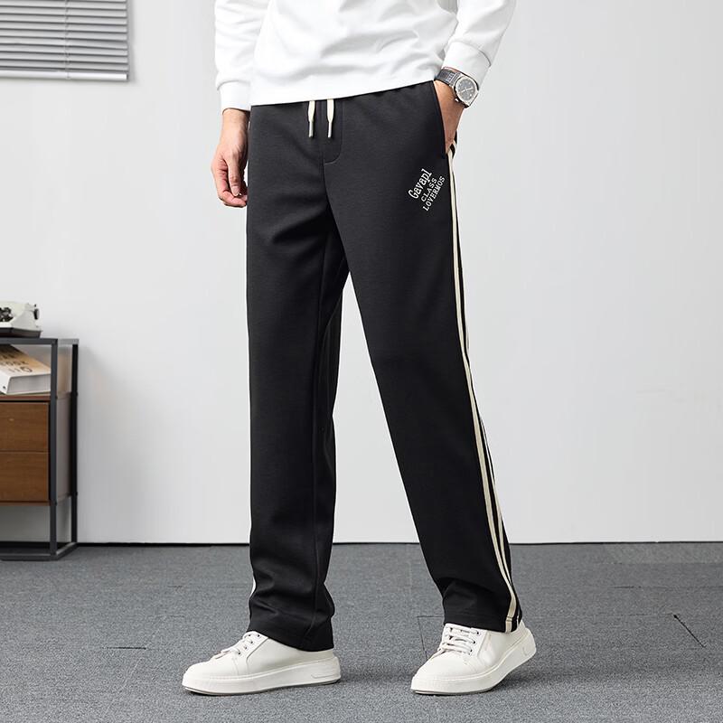 Firstview Men's Loose Striped Straight-Leg Casual Sports Pants