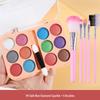 Asha Ruya Shimmering 12-Color Eyeshadow Palette - Student Stage Makeup, Pearlescent Glitter, Blue/Green/Purple.