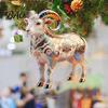 Christmas Tree Decor 2D Acrylic Goat Ornament, Farm Animal Car Rearview Mirror Collectible Charm, Auto Interior Hanging Pendant for Tree, Home Window