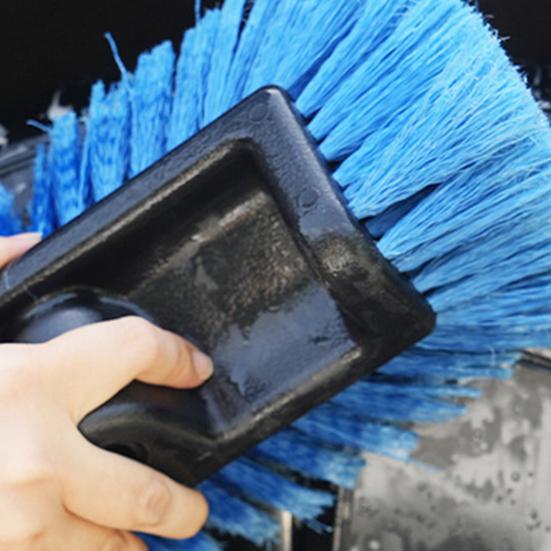 Car Cleaning Brush with Soft Synthetic Bristles Telescopic Handle Built-in Hose Attachment Car Wash Brush