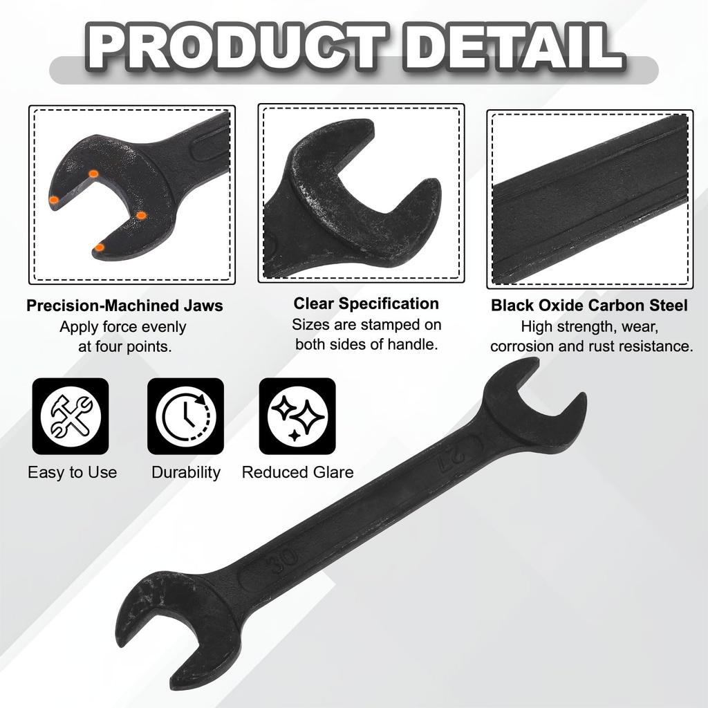 uxcell Metric Double 27mm x Standard Carbon for Automotive and Home Black Open-End Wrench, 30mm, Size, Steel, Maintenance/Repair,