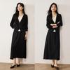 VICTORIA&VERA Long Sleeve Knit Top and Midi Skirt Set