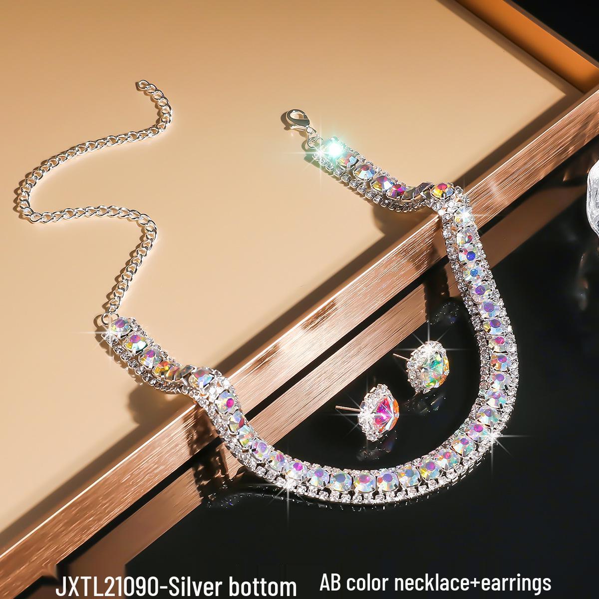 

Европейский и американский зеленый и синий набор колье-чокера и серег-пуссетов для женщин - Идеально подходит для свадеб и вечерних платьев