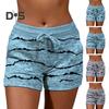Women's Summer Beach Shorts Casual Elastic Drawstring Sports Bottom Mid-Waist Yoga Shorts Pants with Pockets