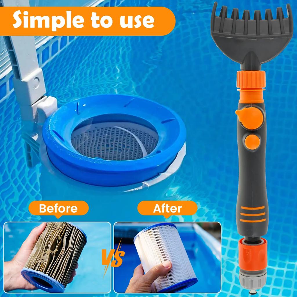 New Handheld Pool Spa Filter Cartridge Cleaner Tool Pool Filter Element Cleaner 7 Comb Nozzles Pool Filter Cleaner High Pressure