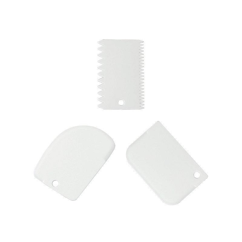 3Pcs Cream Scraper Suit Diy Kitchen Straight Arc Tooth Shape Cream Bread Cutter Plastic Cake Pasty Scraper Baking Fondant Tools