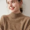 Women's Cashmere Half-High Neck Cable Knit Pullover - Thick, Loose & Cozy for Autumn/Winter.