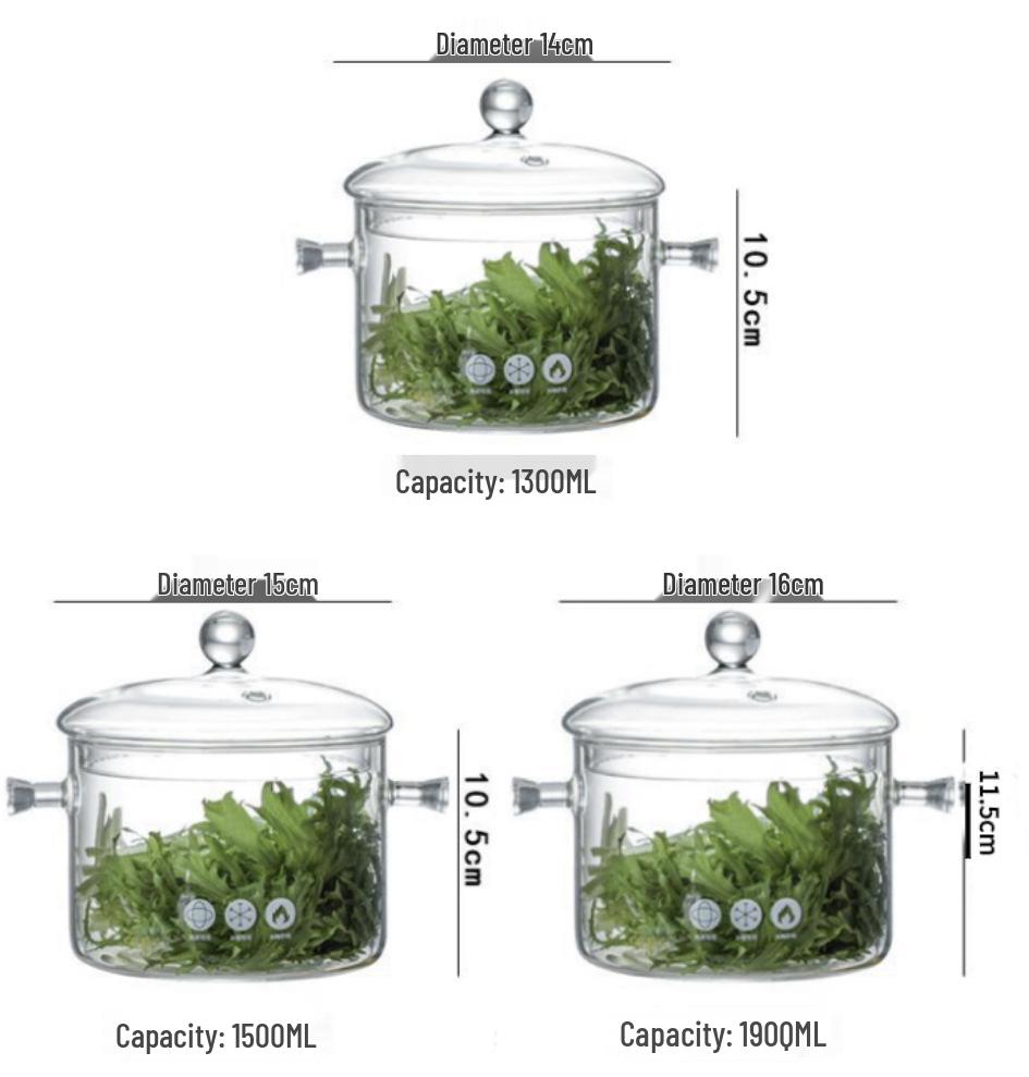 High-Temperature Resistant Large-Capacity Borosilicate Glass Pot for Steaming, Cooking, and Salads
