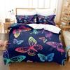 Butterfly Duvet Cover King/Queen Size,Beautiful Blue Shiny Butterflies Print Soft Bedding Set for Kids Teens Girls,2 Pillowcases