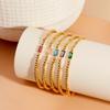Elegant 18K Gold Plated Stainless Steel Bracelet with Colorful Rectangular Stones, Fashion Jewelry for Women