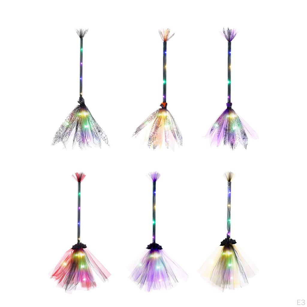 Escoba LED de Halloween, Adorno de Escoba, Accesorio Decorativo para Disfraz, Atrezzo de Cosplay para