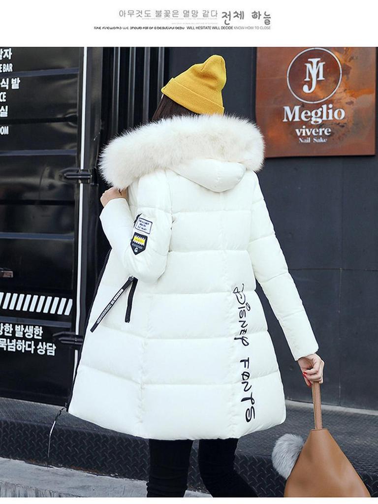 Winter New Thick Plus Size Long Sleeve Cotton Coat Women Korean Style Imported Slim Fit Hooded Printed Cotton Jacket Women