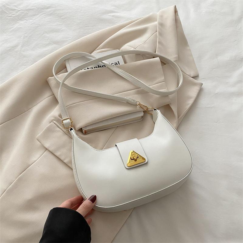 Crossbody Shoulder Fashion Bag With Triangular Metal Buckle Decoration For Daily