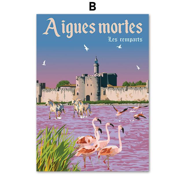 Anime Travel City Landscape Poster French Italy Vintage Wall Art Canvas Painting Nordic Prints Pictures for Living Room Decor