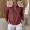 Cardigan lavorato a maglia da donna con zip e colletto per Autunno Inverno
