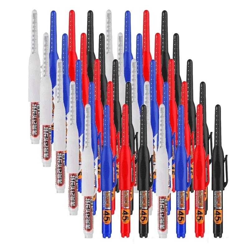 45mm Waterproof Deep Hole Marker Pens Long Nib Head Carpenter Pen Black/Blue/white Ink for Multi-Purpose Woodworking Hand Tools