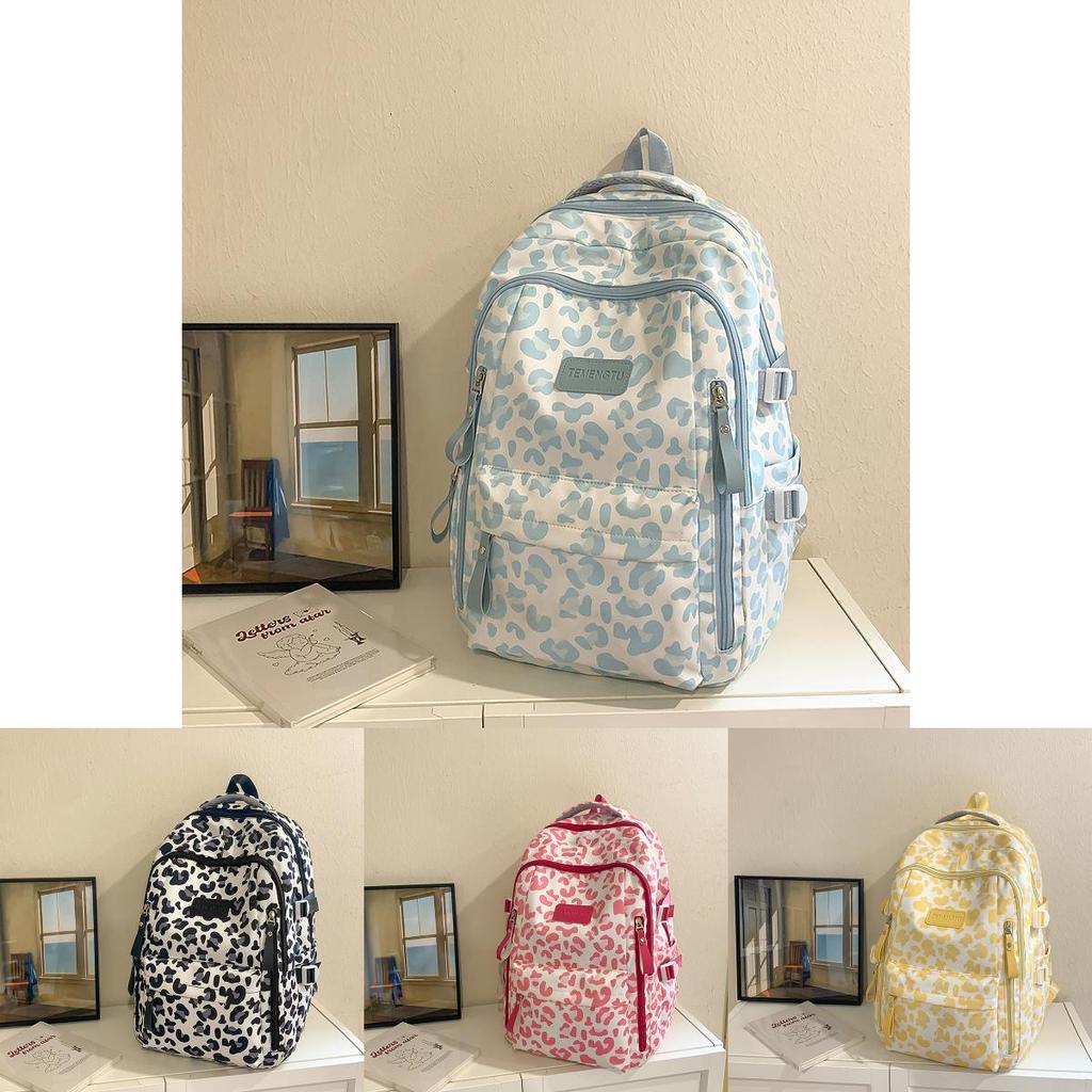 Nylon Cow Pattern Backpack For Women With 20l Capacity For Daily Use
