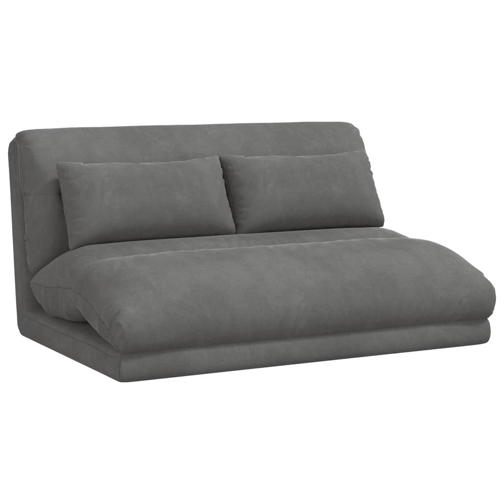 Adjustable Floor Footstool Dark Grey Velvet