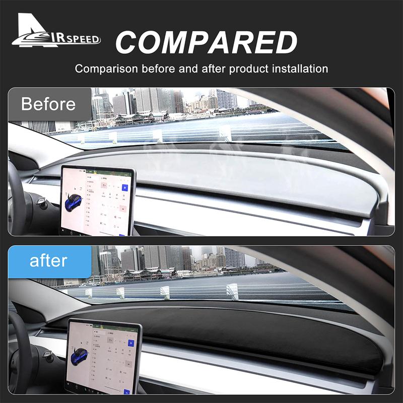 Suede Dashboard Cover Pad For Tesla Model 3 Model Y 2017-     Sunshade Anti-UV Dash Mat Sun-shading Non-slip