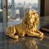 Vergoldete Löwenfigur Goldene liegende Harzfigur, 3D-gedruckte liegende Statue, Skulptur für Schreibtisch Bücherregal Weinschrank Tischdekoration