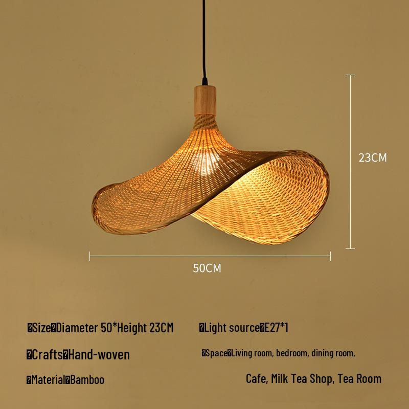 Bamboo Rattan Pendant Lamp: New Chinese & Japanese Style Zen Lighting for Tea Room & Dining, Antique Lantern Design.