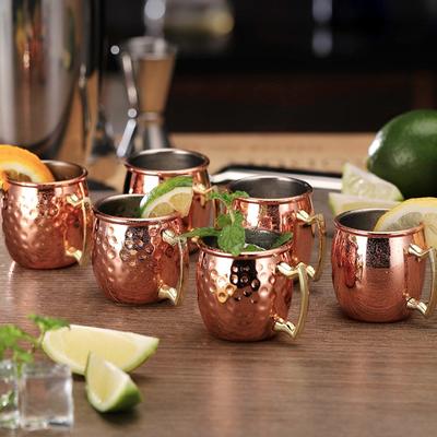 60ml Mini Nerezový Hrnek Moscow Mule Koktejlová Sklenice na Víno Tepaný Měděný Pivní Hrnek Hrnek na Kávu Hrnek na Mléko Barová Sklenice Nápojové Sklo