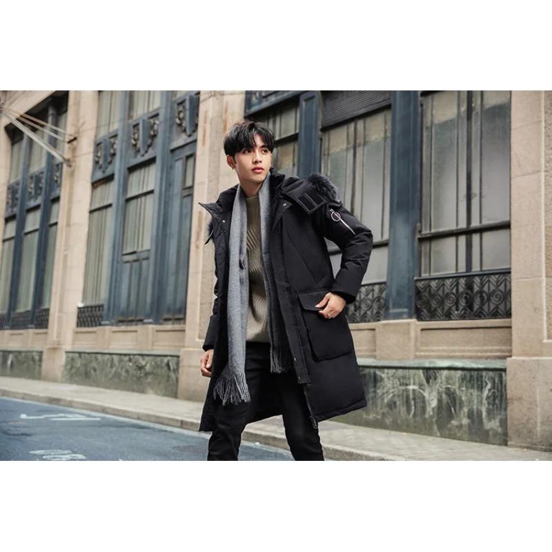 Men's Korean Version Thick Parka Over The Knee Men's Trendy Men's Coat High Quality Design Parkas