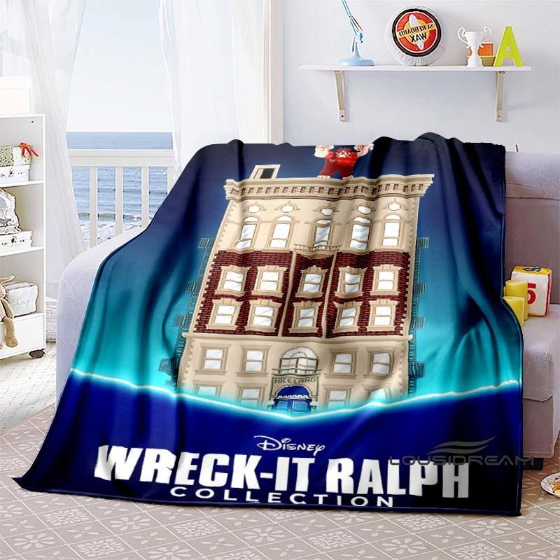 

Wreck-It Ralph cartoon print blanket, made of flannel, fluffy, soft and warm, suitable for adults, perfect for sofas, picnics, 75x90cm