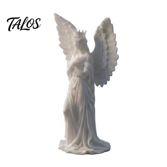 Crown Angel Ornament 3D Printed Figurine, Vintage Guardian Angle Statue, Miniature for Display Artistic Winged Women Sculpture Home Tabletop